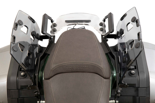Original V100 Mandello S 1000 Side Bags With Smoked Supports And Handles: Innovation At The Service of Practicality! - Drillingless Side Luggage Racks