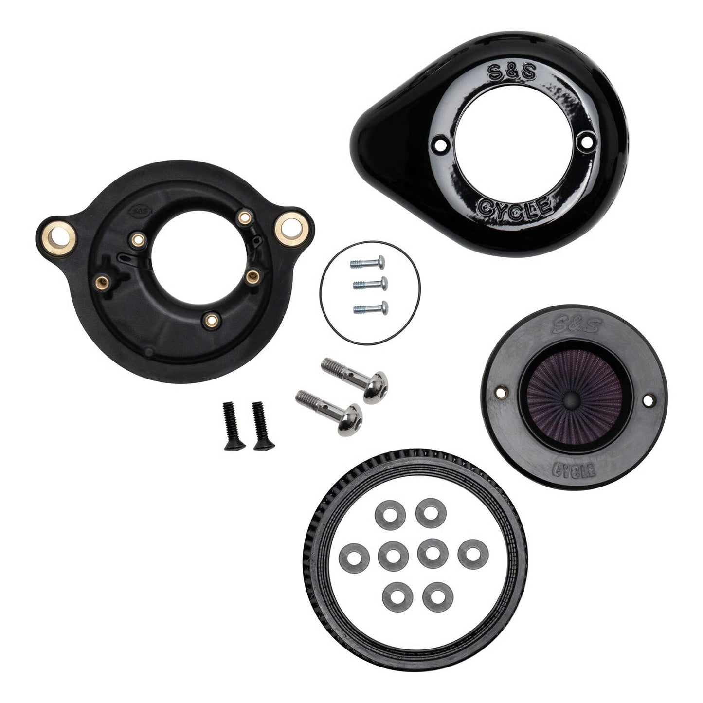 S&S, 'Air Stinger Stealth' air cleaner kit. Teardrop, black - Harley Davidson